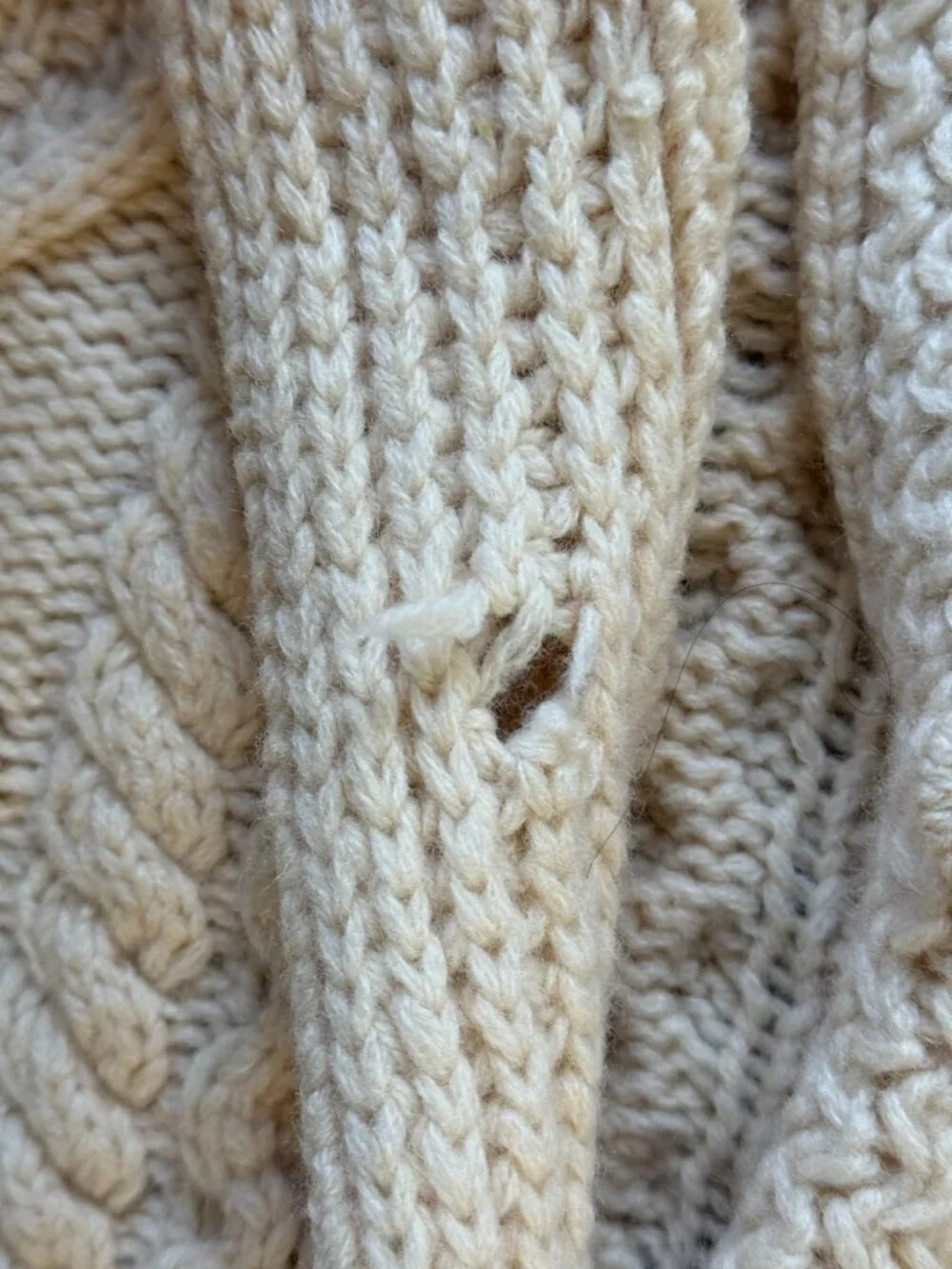 Garnet Hill Cream Fisherman's Cardigan Sweater - Picture 7 of 9